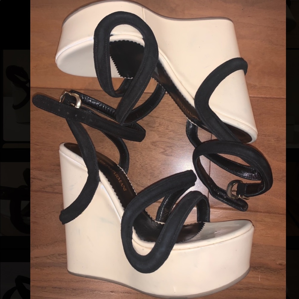 NEW Emporio Armani high platform 5.25” sandals wedges 36 - Picture 6 of 16